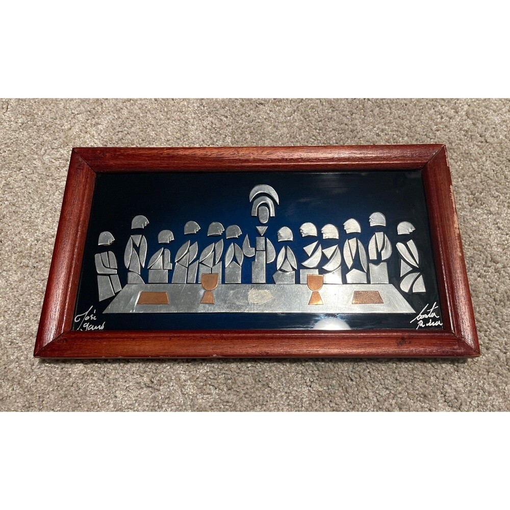 Vintage The Last Super Metal Framed Art Piece Signed José Garro MCM